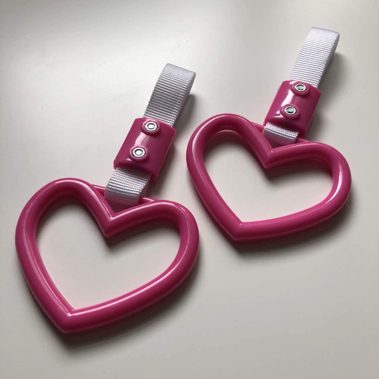 Tsurikawa JDM Ring Charm Japanese Heart and Ring Shaped Subway Handle  (Pink/White)